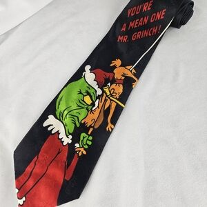 Vintage Dr.Seuss How The Grinch Stole Christmas Neck Tie Men's Black